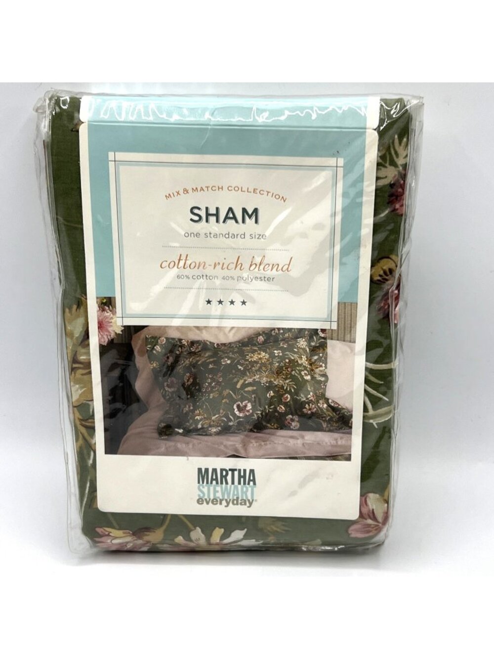 Martha Stewart Everyday Pillow Sham Poppy Blossoms Green Pink Kmart 2004